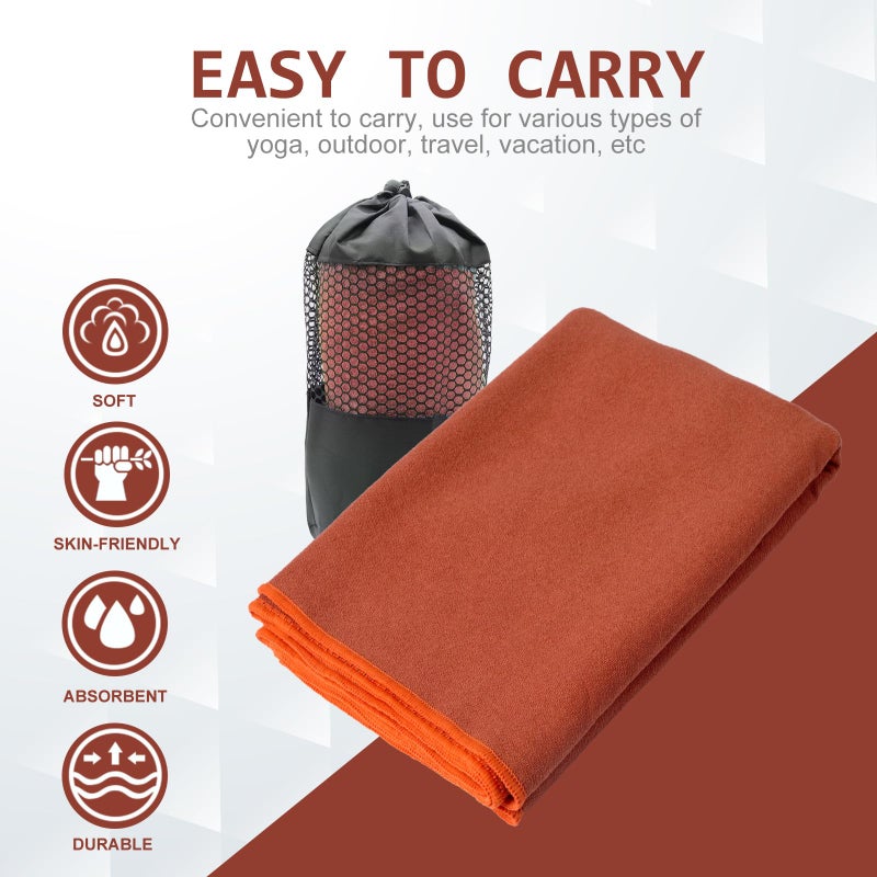 Eunzel Hot Yoga Towel - Microfiber Non Slip Yoga Mat Towel with Grip Dot Sweat Absorbent Towel for Hot Yoga, Pilates and Fitness 72" x 24", Sedona Red/Orange - Image 4