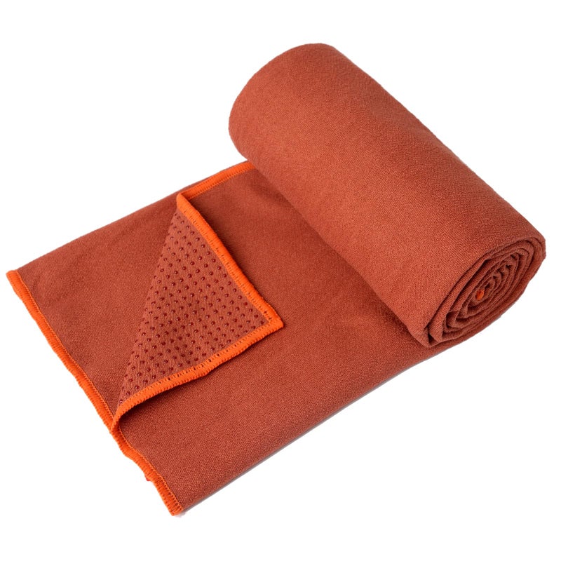 Eunzel Hot Yoga Towel - Microfiber Non Slip Yoga Mat Towel with Grip Dot Sweat Absorbent Towel for Hot Yoga, Pilates and Fitness 72" x 24", Sedona Red/Orange - Image 2