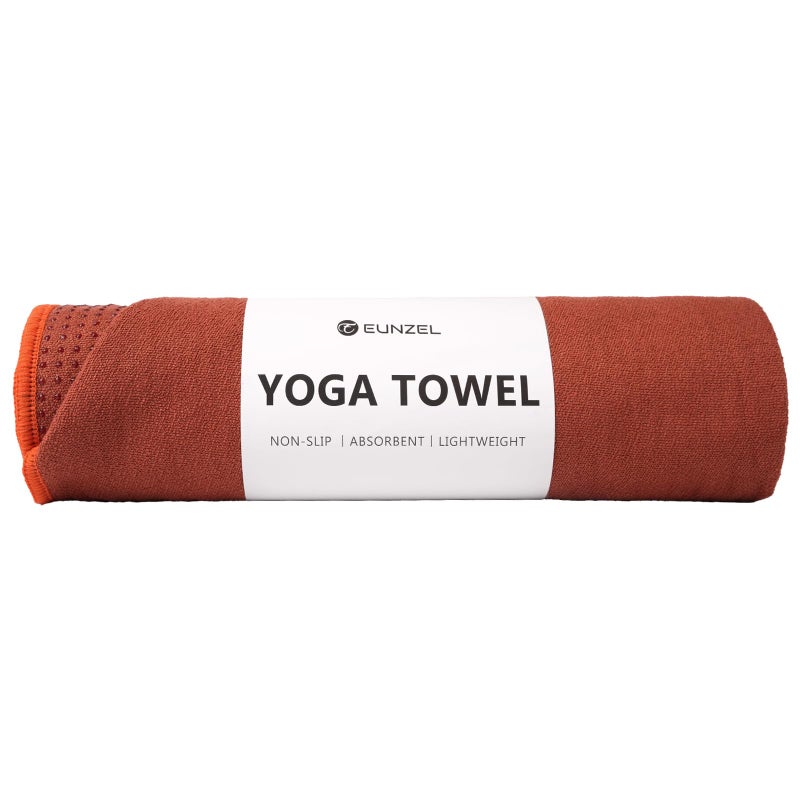 Eunzel Hot Yoga Towel - Microfiber Non Slip Yoga Mat Towel with Grip Dot Sweat Absorbent Towel for Hot Yoga, Pilates and Fitness 72" x 24", Sedona Red/Orange - Image 1