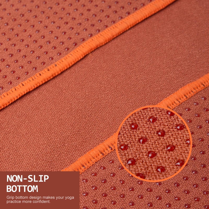Eunzel Hot Yoga Towel - Microfiber Non Slip Yoga Mat Towel with Grip Dot Sweat Absorbent Towel for Hot Yoga, Pilates and Fitness 72" x 24", Sedona Red/Orange - Image 3