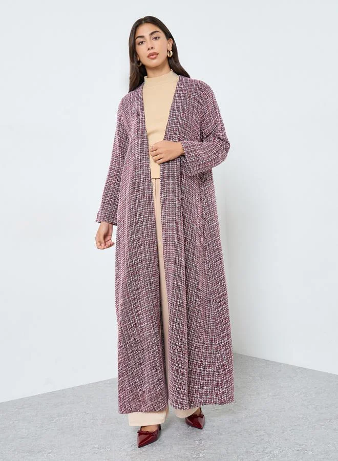 Amirah Burgundy Front Open Tweed Abaya