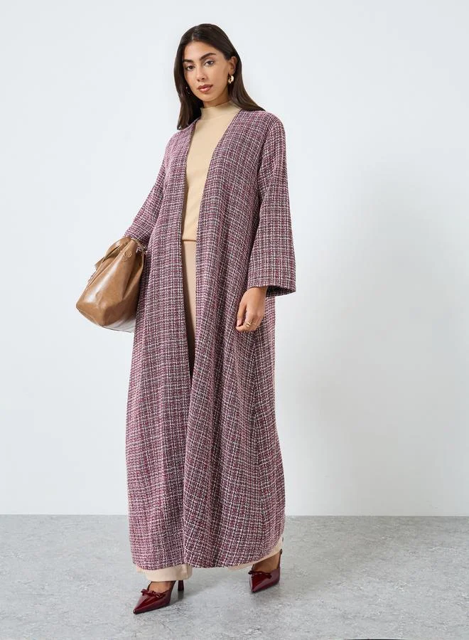 Amirah Burgundy Front Open Tweed Abaya