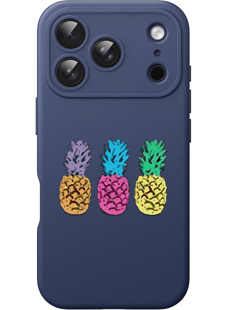 Theodor Protective Slim Fit Case Liquid Silicone Cover with Full Body Protection Anti-Scratch Shockproof Case For Apple iPhone 17 Pro Max (Blue) pineapple - Image 1