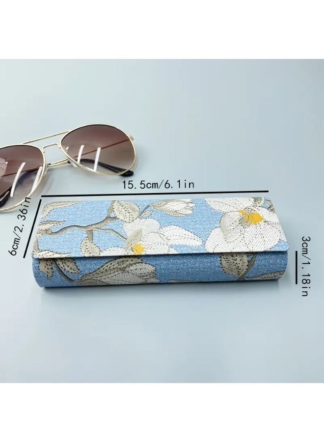 SCENT HOUSE Luxury Chinese-Style Sunglass Case - Grey Artificial Leather, Magnetic Closure - Image 2