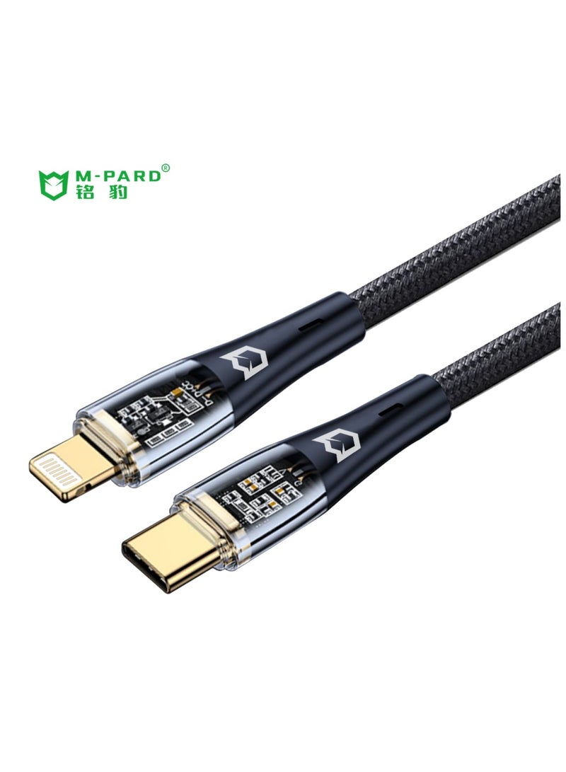 M-PARD Transparent woven data cable 1.2M USB C (Type-c) to lightning charging cable 4-foot - MFi certified lightning cable compatible with iPhone 14/14 Pro/14 Pro Max, iPhone 13/12/11/X/XR/XS/8 series, iPad 9, AirPods Pro, etc - Image 1