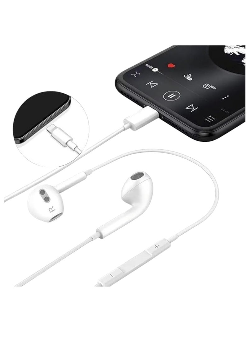 Generic - In-Ear Wired Earphone for iPhone Lightning Connector Compatible with iPhone [MFi Certified Direct Without Bluetooth] - White - Image 1