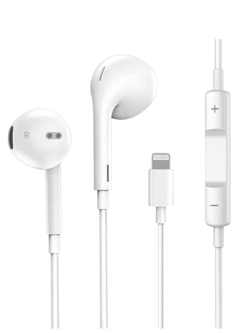Generic - In-Ear Wired Earphone for iPhone Lightning Connector Compatible with iPhone [MFi Certified Direct Without Bluetooth] - White - Image 1