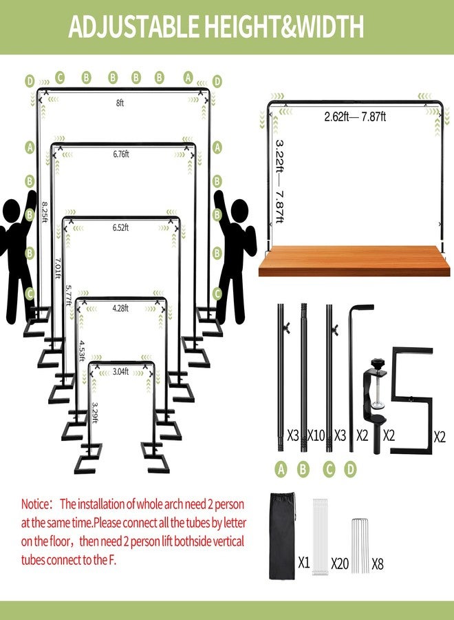 ParseBio 8.2FT Square Backdrop Stand, Wedding Arch, Heavy Duty Balloon Arch Stand, Over The Table Rod Stand with Clamps, Adjustable Photo Booth Background Kit, Backdrop Frame for Decor Birthday Party - Image 4