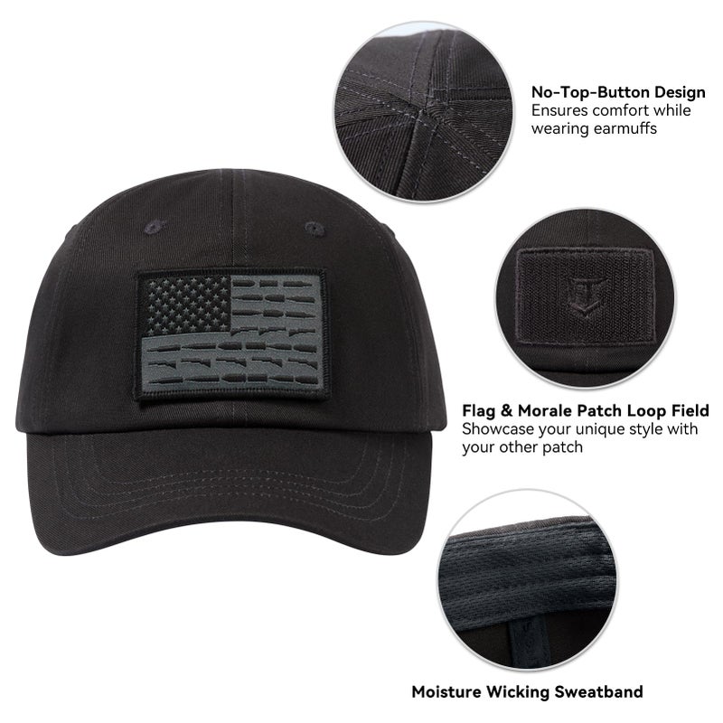 VisionTac Tactical Hat with Flag Patch Camo Military Army Hats Adjustable Trucker Baseball Cap Soft Top for Shooting - Image 2
