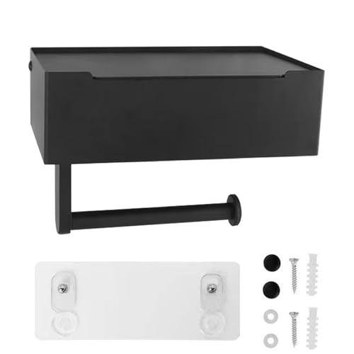 Loyanger Toilet Paper Holder with Shelf, Wipe Holders for Bathroom Flushable Wipes Dispenser Storage, Wall Mount Stainless Steel Toilet Paper and Wipes Holder Shelf(Color:1) - Image 3