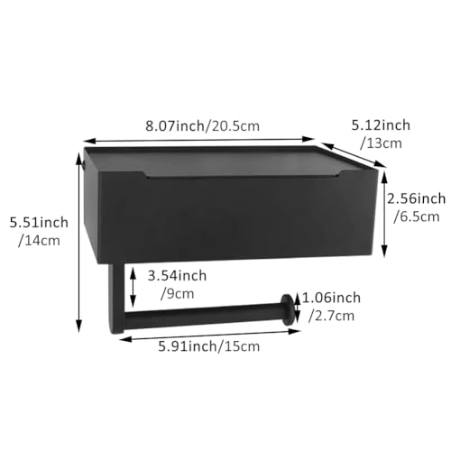 Loyanger Toilet Paper Holder with Shelf, Wipe Holders for Bathroom Flushable Wipes Dispenser Storage, Wall Mount Stainless Steel Toilet Paper and Wipes Holder Shelf(Color:1) - Image 2