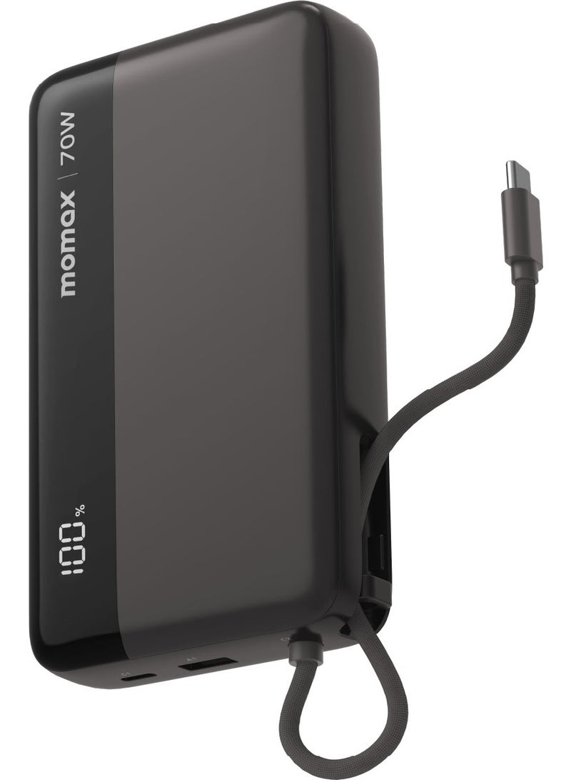 Momax 1-Power Ultra 20000mAh Power Bank [70W] with Built-in USB-C Cable - Black  - Image 1