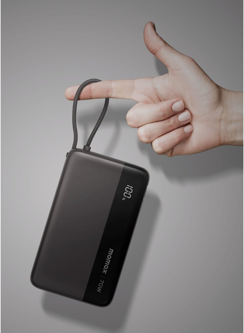Momax 1-Power Ultra 20000mAh Power Bank [70W] with Built-in USB-C Cable - Black  - Image 3