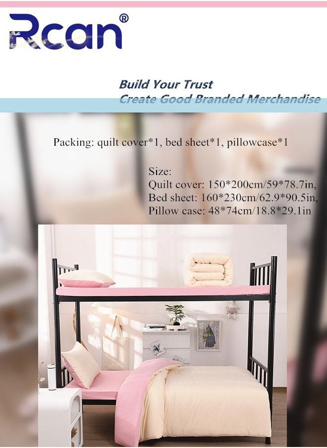 Rcan 3 Piece School Season Duvet Cover Set College Style Kids Bedding Quilt Cover Sheet Pillow Covers  Set for Dormitory Single Bed Children's Bed for Boys Girls 150x200cm/ 59x78.7In  - Image 2
