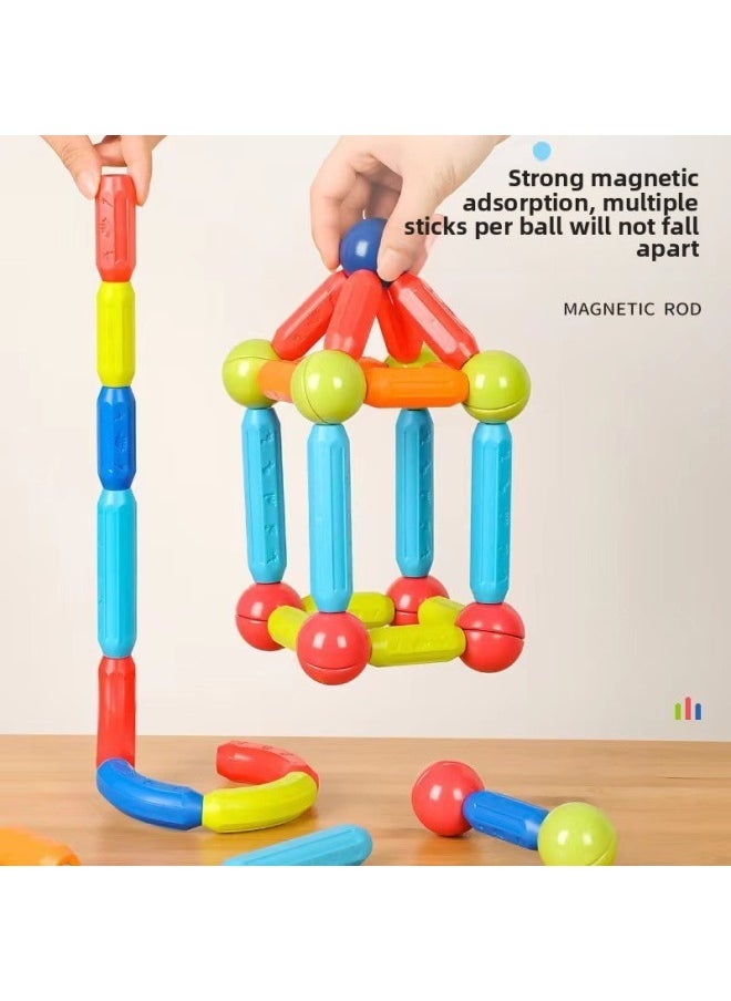 Early Childhood Education Magnetic Building Blocks Set Children's Educational Toys Versatile Shapes DIY Assembly Large Particle Magnets-Specifications:Variant Magnetic Bar (128-piece Set) OPP - Image 4