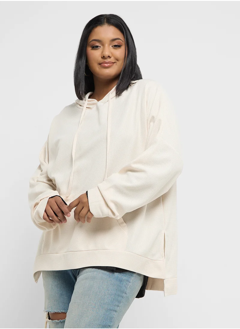 Ginger Plus Oversized Hoodie With Seam Detail