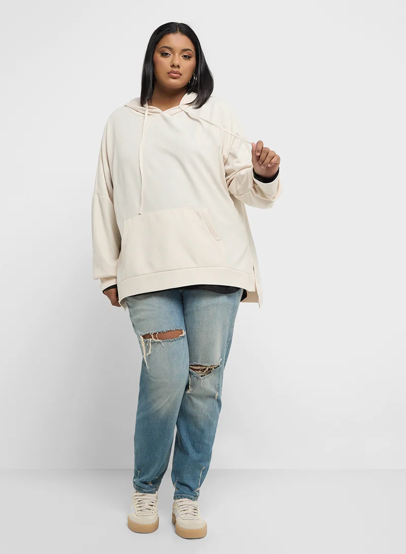 Ginger Plus Oversized Hoodie With Seam Detail