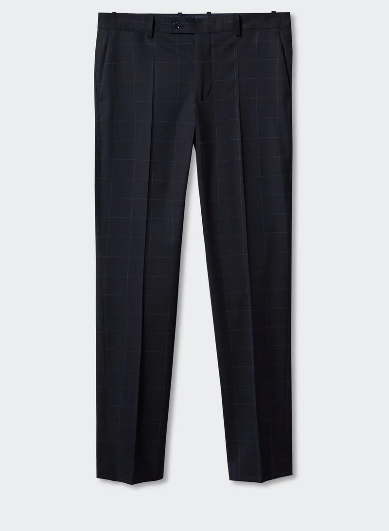 Mango Man Checked Slim Fit Trousers