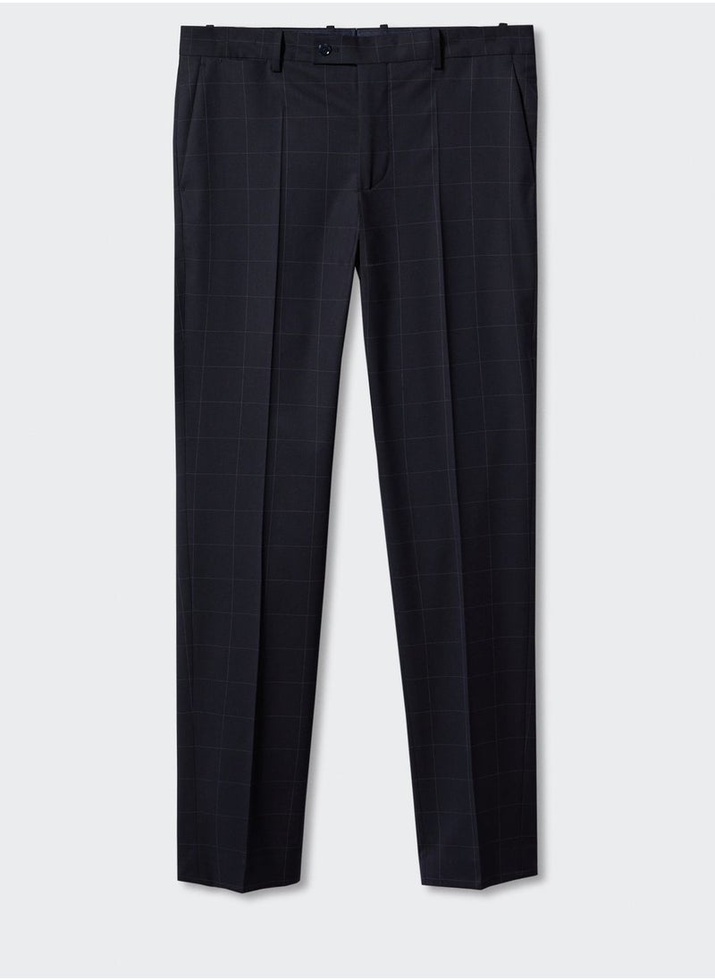 Mango Man Checked Slim Fit Trousers  - Image 4