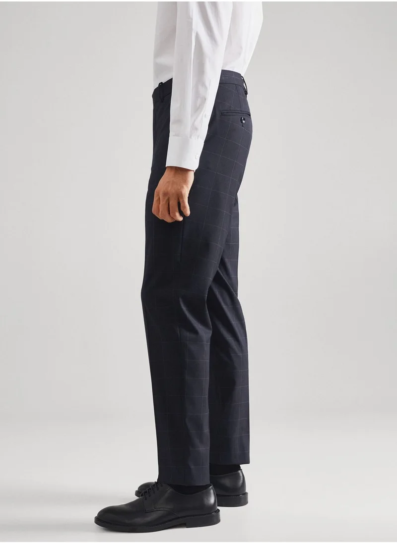 Mango Man Checked Slim Fit Trousers