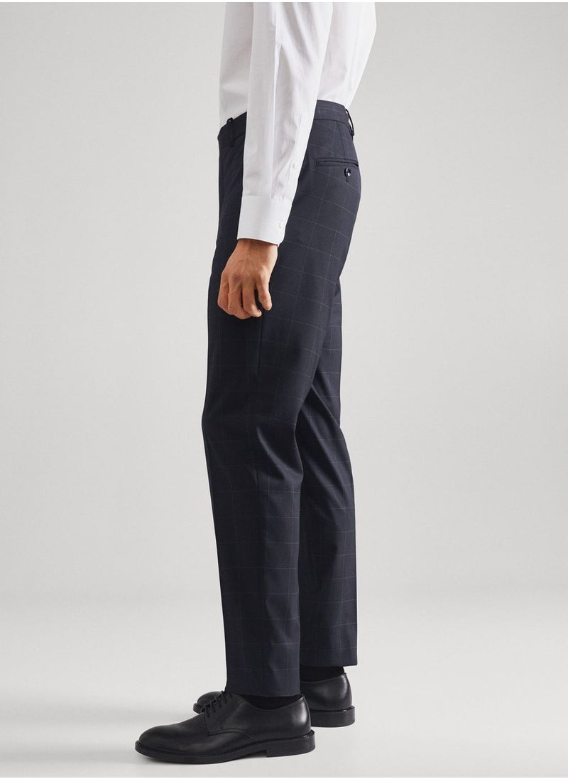 Mango Man Checked Slim Fit Trousers  - Image 2