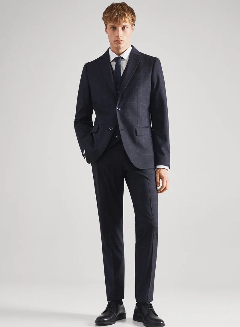 Mango Man Checked Slim Fit Trousers