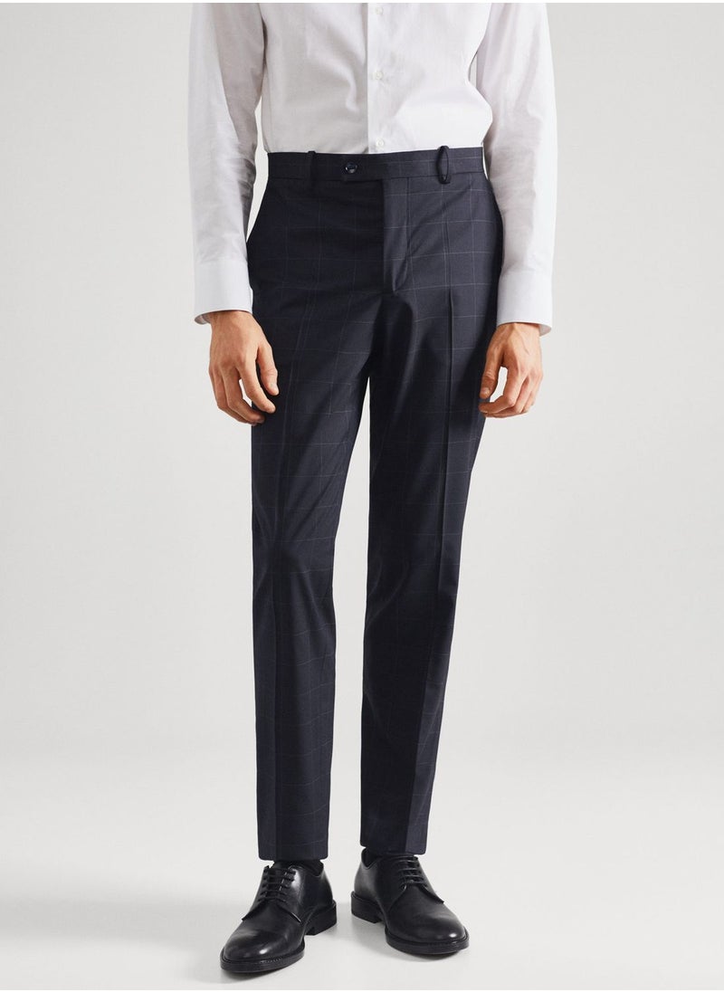 Mango Man Checked Slim Fit Trousers  - Image 1