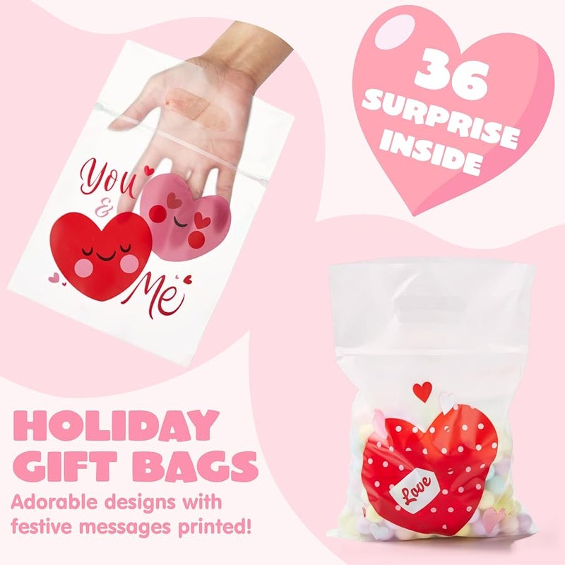 JOYIN 36 Pcs Valentine's Day Cellophane Gift Bag, Candy Treat Bag with 6 Designs for Kids Party Favor Supplies, Classroom Exchange Prizes - Image 4