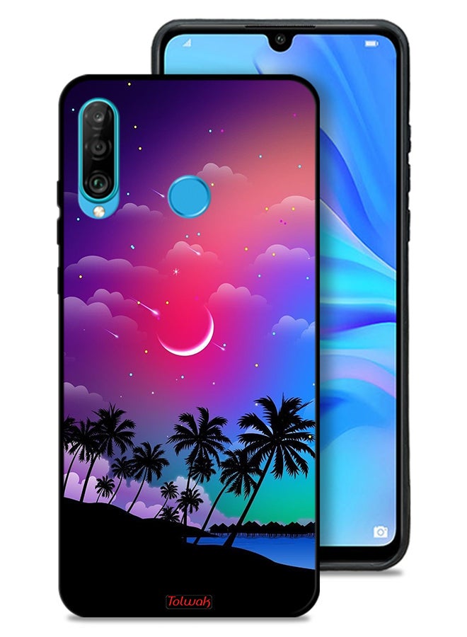 Tolwak Huawei P30 lite Protective Case Cover Moon In Night Art - Image 1