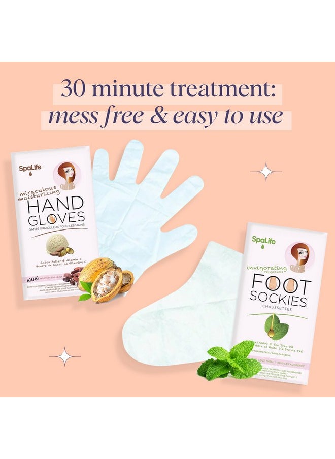 SpaLife - Moisturizing Hand Gloves And Foot Sockies Bundle 5 Hand Gloves & 5 Foot Sockies Set For Hydrating Dry, Cracked Hands And Feet Repairing Skincare Mini Gift Set - Image 1