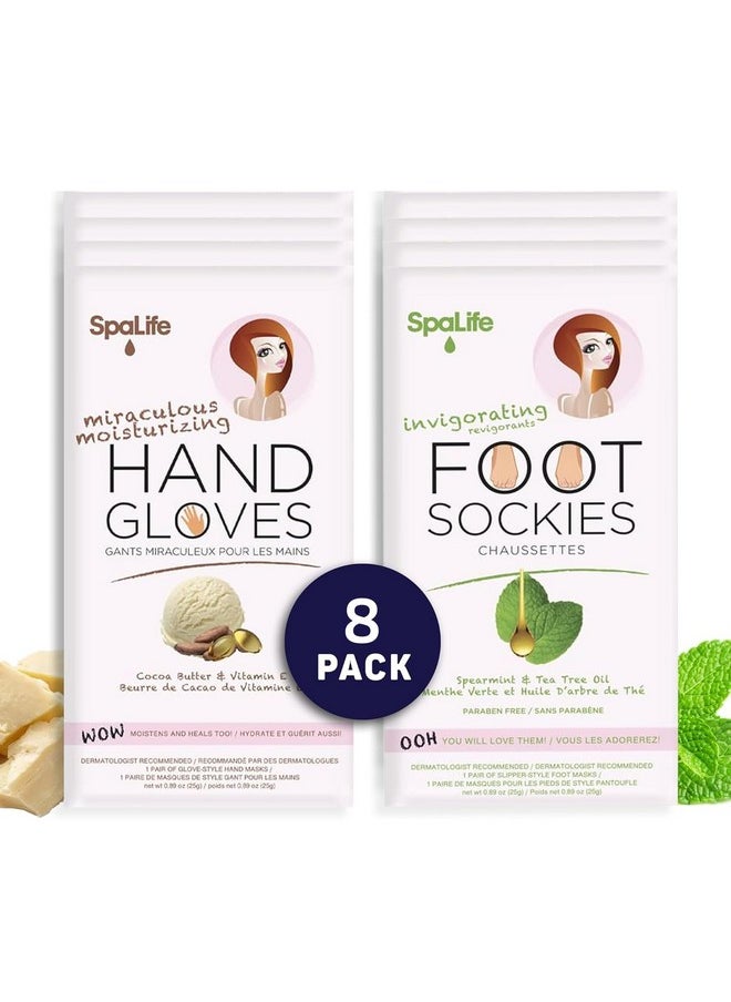 SpaLife - Moisturizing Hand Gloves And Foot Sockies Bundle 5 Hand Gloves & 5 Foot Sockies Set For Hydrating Dry, Cracked Hands And Feet Repairing Skincare Mini Gift Set - Image 1
