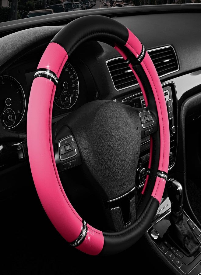 Road Comforts Road Comfort Leather Steering Wheel Cover - Premium Anti-Slip Car Steering Wheel Grip Cover - Universal Fit for 14.5”-15.5” Cars, Trucks & SUVs - Hotpink - Image 1