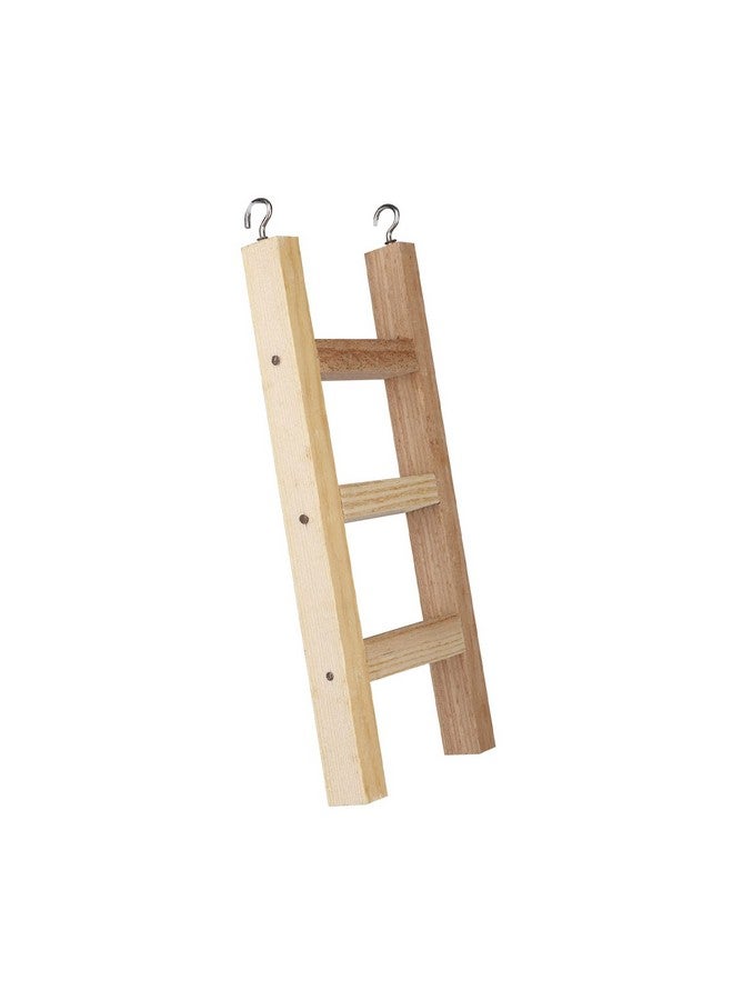 Emily Pets 3 Stairs Fun Natural Wooden Ladder Toy For Training, With Hooks, Designed For Birds, Parrot, Budgies And Other Small, Medium Birds (Brown, Size: W 12.5 X H 31 Cm)  - Image 3