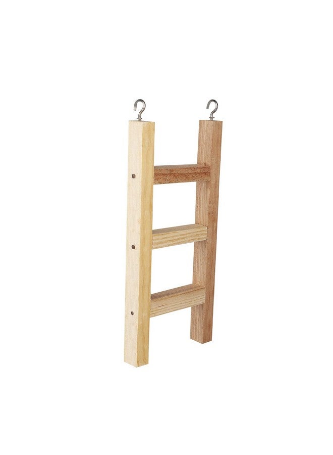 Emily Pets 3 Stairs Fun Natural Wooden Ladder Toy For Training, With Hooks, Designed For Birds, Parrot, Budgies And Other Small, Medium Birds (Brown, Size: W 12.5 X H 31 Cm)  - Image 1