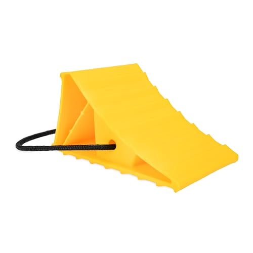 Camco Standard Wheel Chock w/Rope for Trailers - Heavy Duty RV Wheel Chock Constructed of Durable Plastic w/UV inhibitors - Features Rope Handle for Easy Removal - Use w/Tires Up to 26-in - 44472 - Image 5