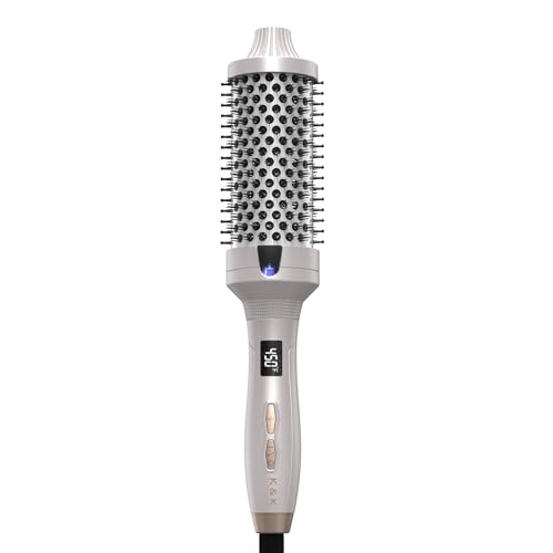 K&K KK Thermal Brush Heated Round Brush Blowout Look Volumizer with 17 inch Heated Round for Hair Styler Tool Hair Straightener and Curler 2 in 1 Dual Voltage Temperture Contronal Silver 17 Inch - Image 1