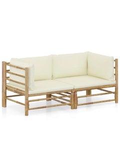 vidaXL 2 Piece Garden Lounge Set with Cream White Cushions Bamboo - pzsku/ZE2C461B4568B3D9F4677Z/45/_/1696415479/f9853431-ee34-4bc6-8174-ca41cfdc641e