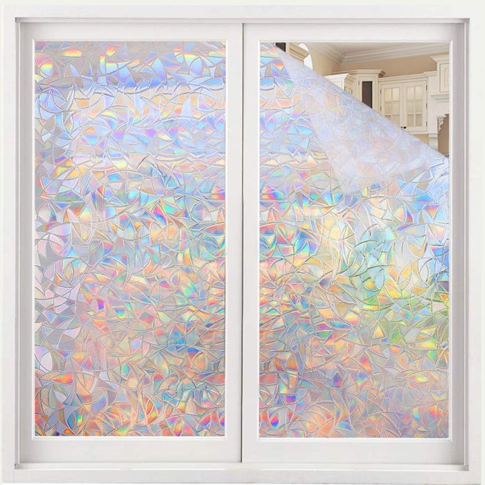 RAINBOW WINDOW FILM STATIC CLINGS 3D DECALS STICKERS FOR GLASS DOORS HEAT CONTROL ANTI UV 354 X 984 INCHES