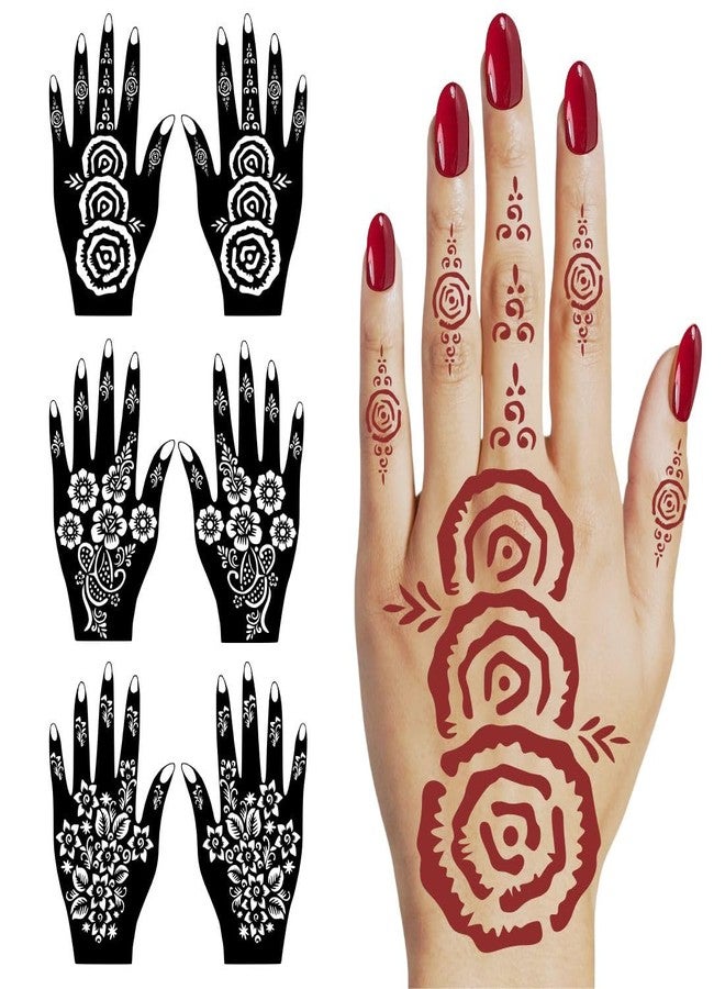 VANVATI Back Hand Mehndi Stencil Sticker With Flower Vines For Elegant Party Ready - Image 1