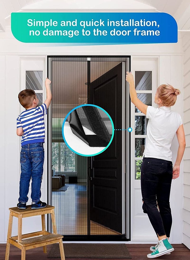 GGEROU Magnetic Screen Door Closure 39"x83",Auto Closer Fiberglass Mesh Curtain with Magnets,Self Sealing, Heavy Duty, Hands Free Mesh Partition Keeps Bugs Out - Image 3