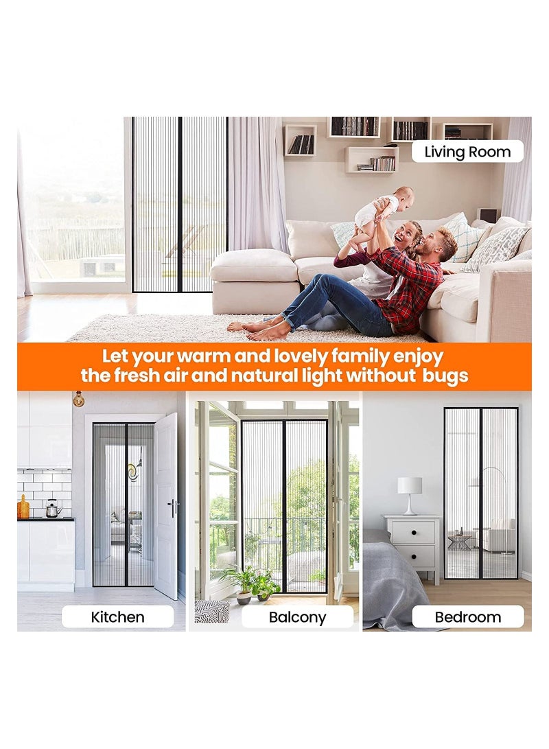 GGEROU Magnetic Screen Door Closure 39"x83",Auto Closer Fiberglass Mesh Curtain with Magnets,Self Sealing, Heavy Duty, Hands Free Mesh Partition Keeps Bugs Out - Image 5