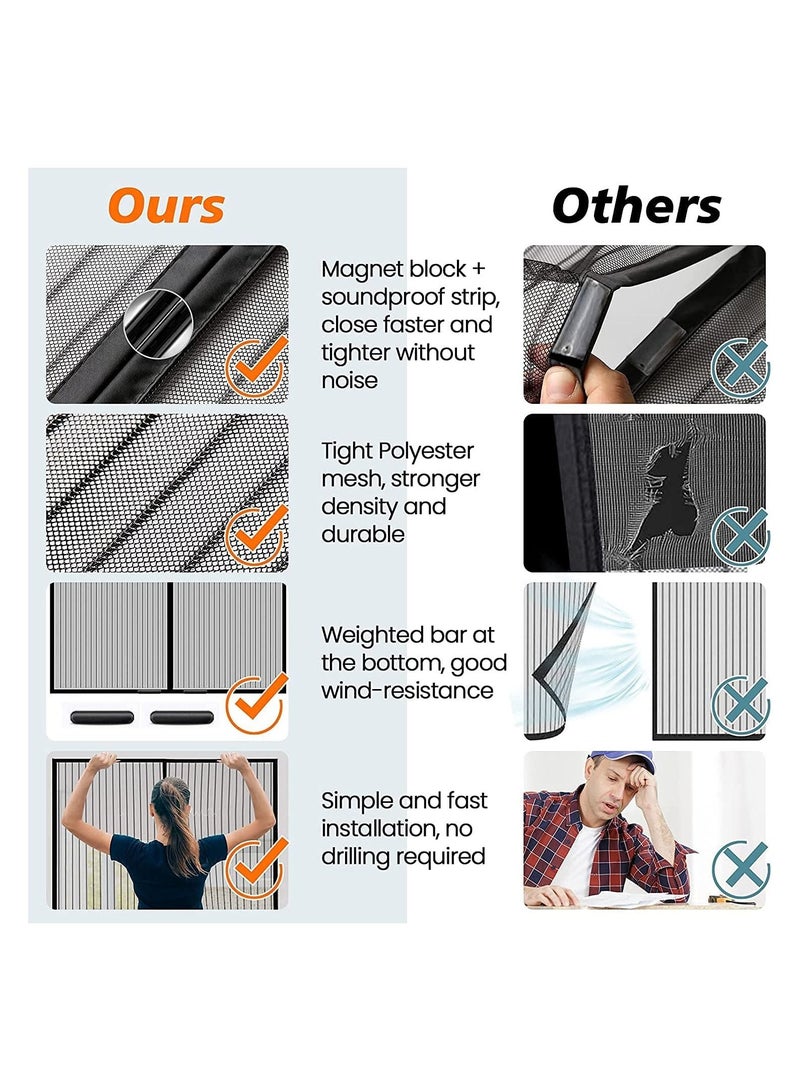 GGEROU Magnetic Screen Door Closure 39"x83",Auto Closer Fiberglass Mesh Curtain with Magnets,Self Sealing, Heavy Duty, Hands Free Mesh Partition Keeps Bugs Out - Image 2