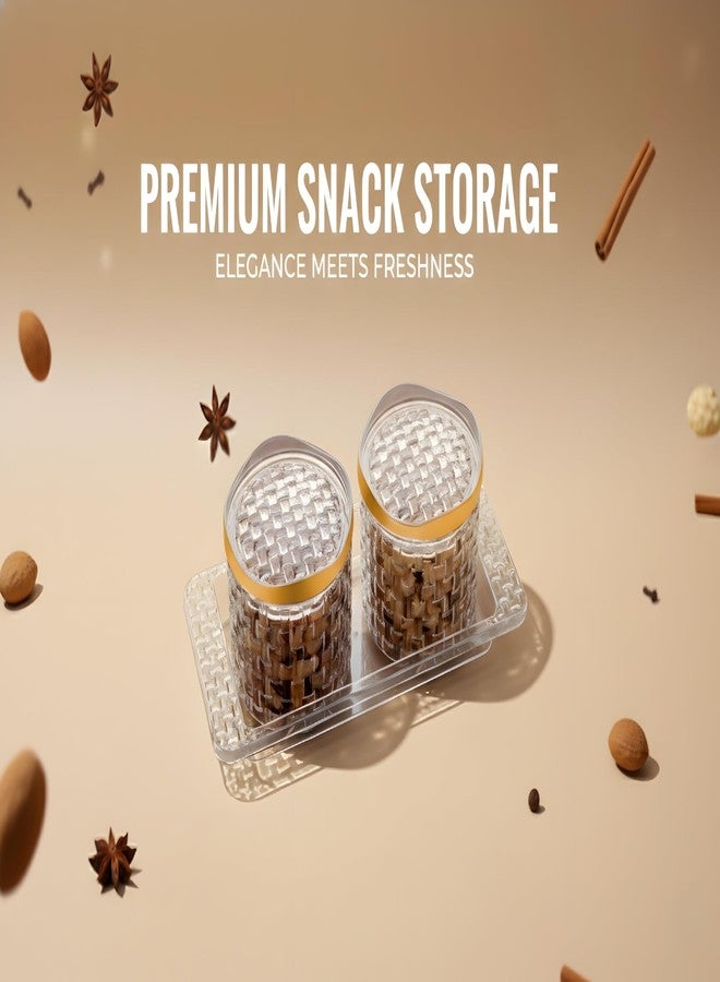 BMV Plastic Condiment Jar Set with Tray and Lids, Kitchen Spice Storage Containers for Salt Sugar Pickle Chutney Dry Fruits with Serving Tray - Image 3