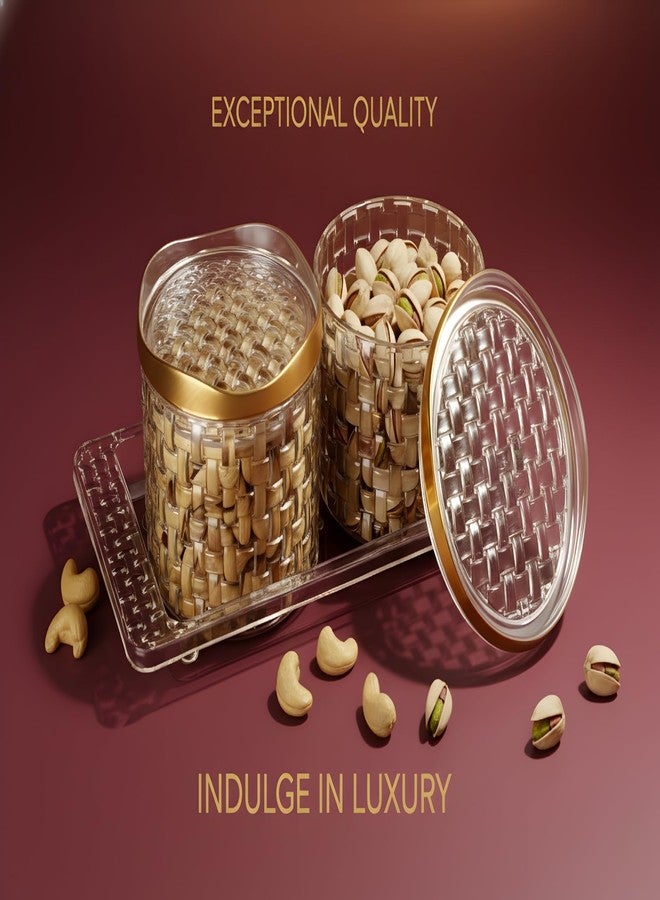 BMV Plastic Condiment Jar Set with Tray and Lids, Kitchen Spice Storage Containers for Salt Sugar Pickle Chutney Dry Fruits with Serving Tray - Image 4