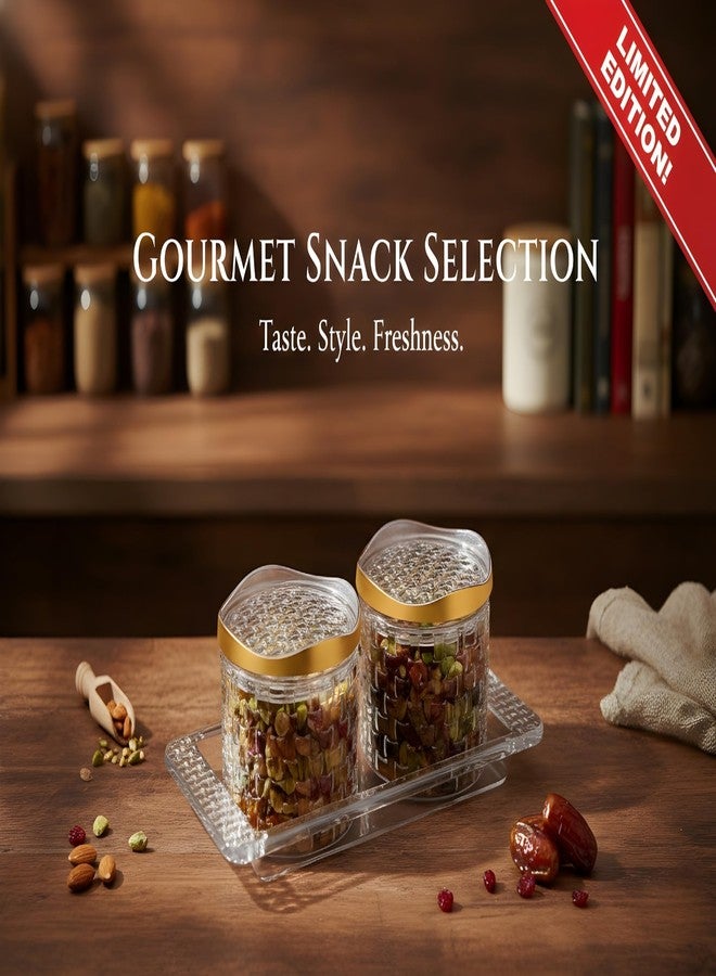BMV Plastic Condiment Jar Set with Tray and Lids, Kitchen Spice Storage Containers for Salt Sugar Pickle Chutney Dry Fruits with Serving Tray - Image 2