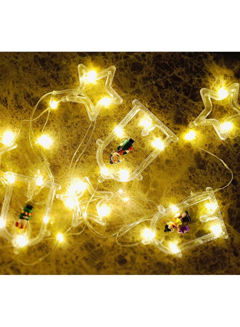 مصابيح LED لتزيين رمضان - سلسلة مصابيح على شكل نجمة وفانوس مع جهاز تحكم عن بعد، مصابيح خيالية معلقة بيضاء دافئة للاستخدام الداخلي والخارجي للعيد ورمضان والحفلات والمنزل وديكور الحديقة - Image 4