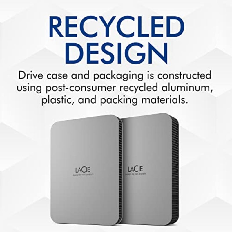 محرك الأقراص الصلبة الخارجي المحمول Mobile Drive Moon سعة 2 تيرابايت للكمبيوتر الشخصي Mac iPad iPhone، USB-C، رمادي، 25 مادة معاد تدويرها، تجربة Adobe Creative Cloud، ضمان لمدة 3 سنوات - Image 5