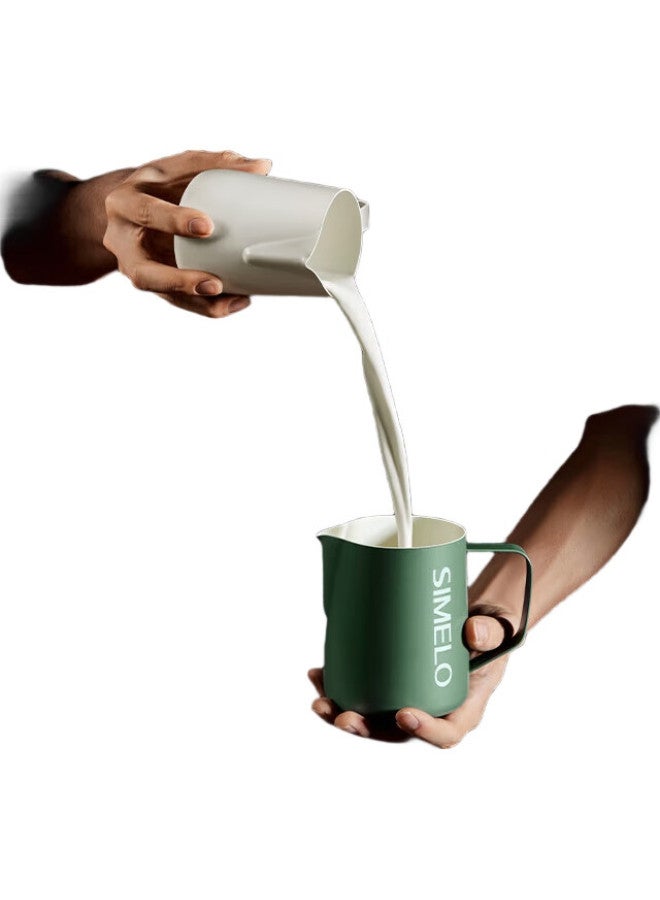Simelo Coffee Latte Art Pitcher, 304 Stainless Steel With Ceramic Inner, Thickened Milk Frothing Cup, Measuring Cup, 600Ml, Off-White - Image 3