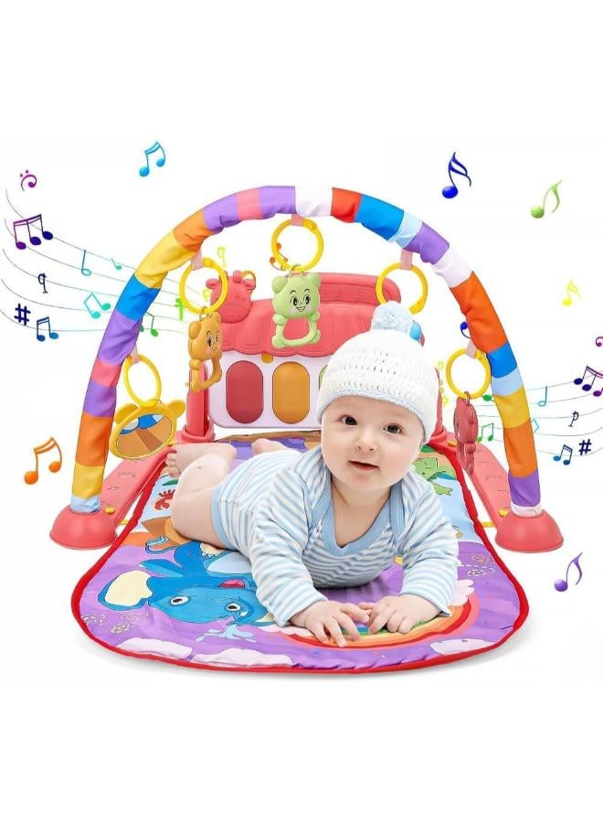 TOYS-EGYPT Baby Play Mat, Fun Piano Play Mat for Tummy Time, Baby Activity Mat with 5 Educational Sensory Toys for Infants, Music and Lights, 0-9-12 Months Code (B-02) (Orange) - Image 1