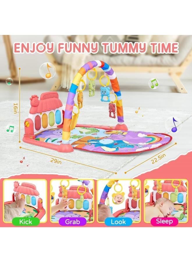 TOYS-EGYPT Baby Play Mat, Fun Piano Play Mat for Tummy Time, Baby Activity Mat with 5 Educational Sensory Toys for Infants, Music and Lights, 0-9-12 Months Code (B-02) (Orange) - Image 3